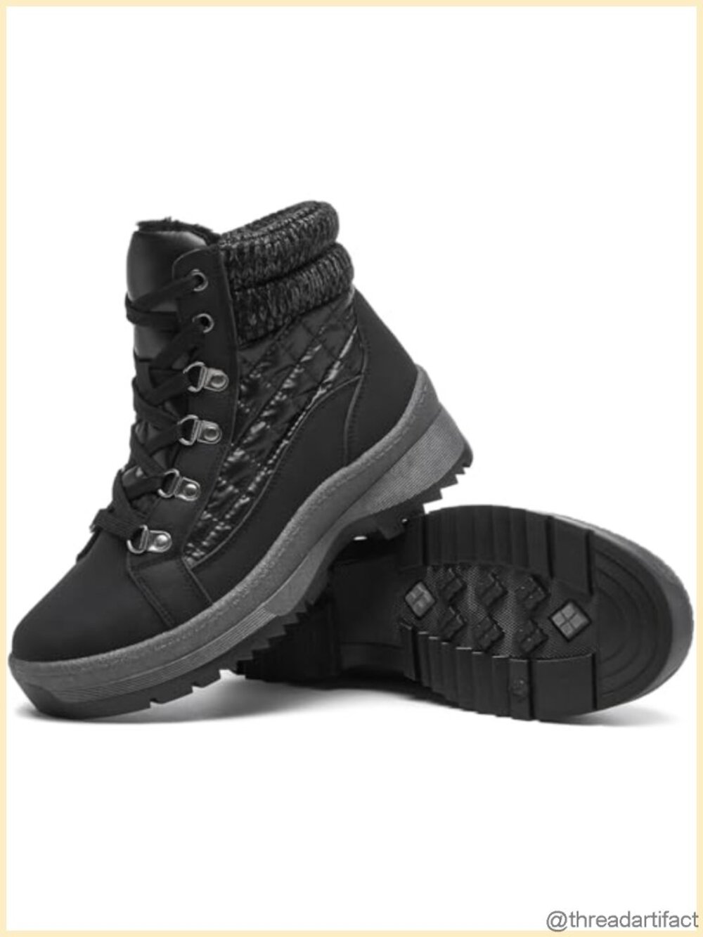 Womens Winter Ankle Boots Fur Lined Water Resistant Non Slip Combat Boot